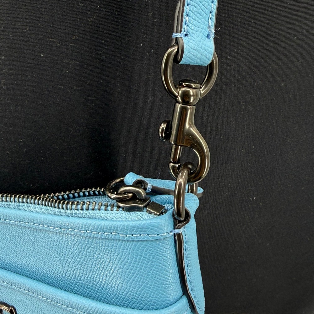 Coach Kitt Messenger Bag Blue Crossgrain Leather Women's Crossbody - Picture 4 of 11